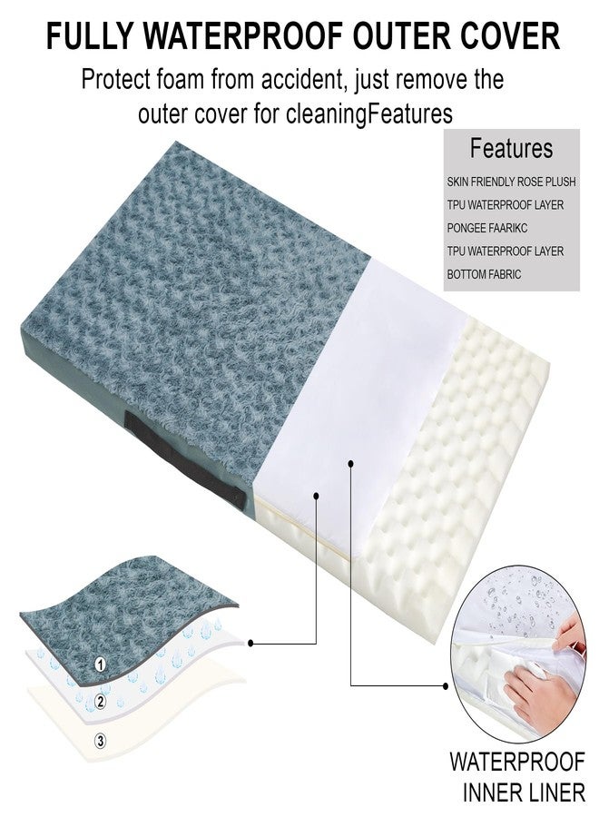 Kimpets Orthopedic Dog Beds for Crate with Removable Washable Cover Egg-Crate Foam Pet Pad Mat with Anti-Slip Bottom,Waterproof Dog Beds Small Sized，20x16 Inch - Image 3
